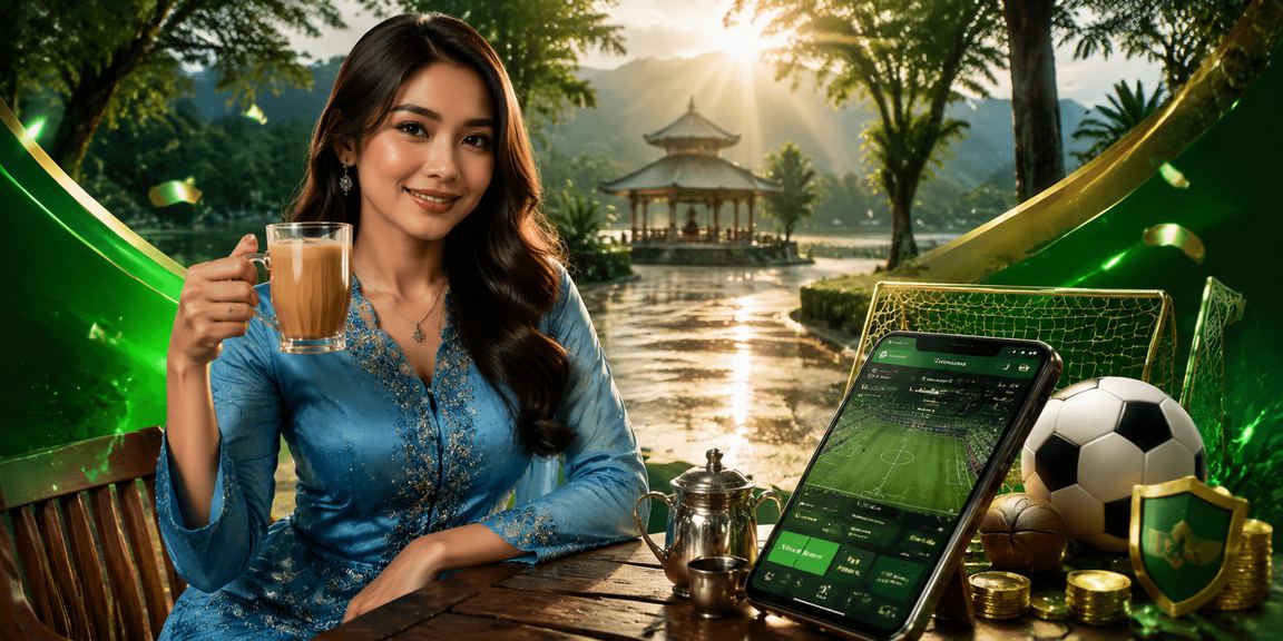 Pemain Malaysia dalam baju kurung menggunakan telefon bimbit untuk akses platform kakijudi